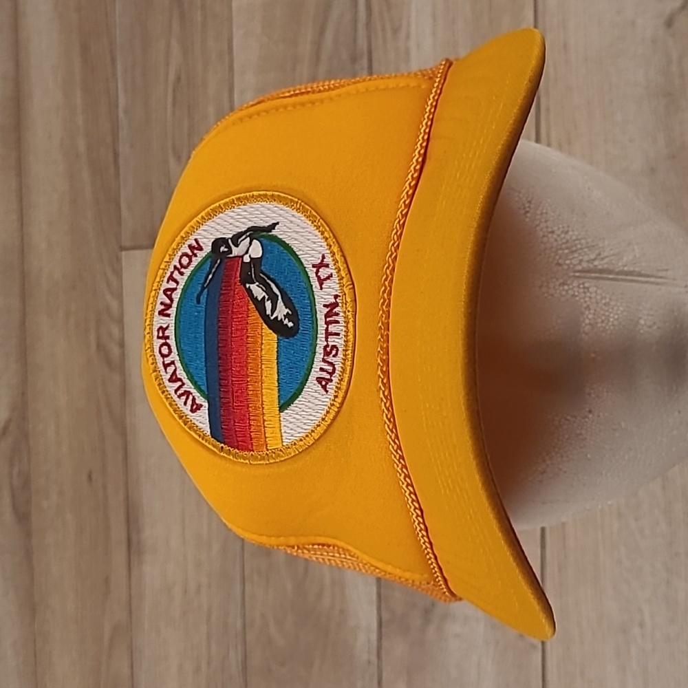 AVIATOR NATION ACL‎ Austin Texas Trucker Surfer Gold Mesh Snapback Hat Cap